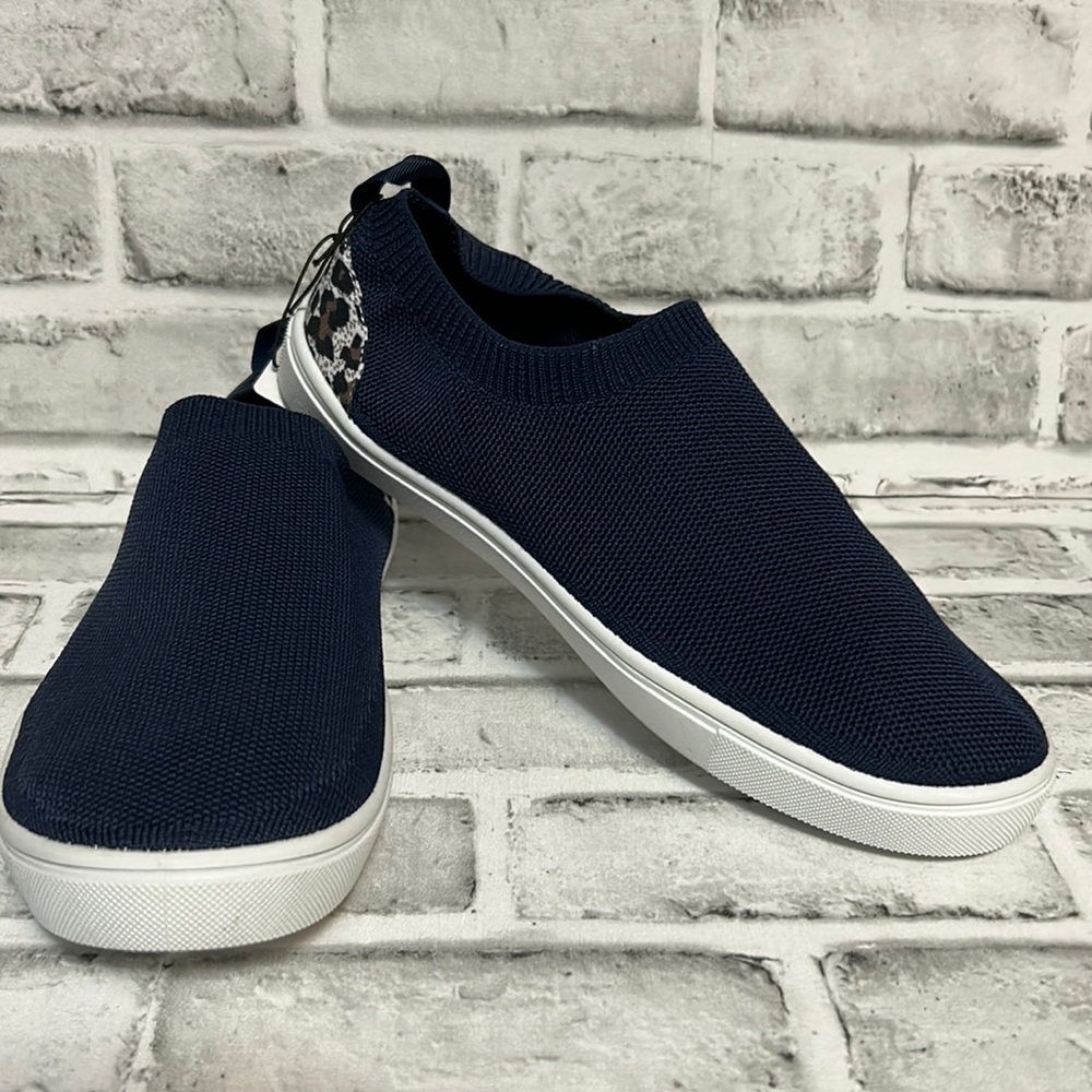 SUN and Sky Slip On Mesh Shoes, Navy Blue & Animal Print, Unisex Size 9-10, NWT